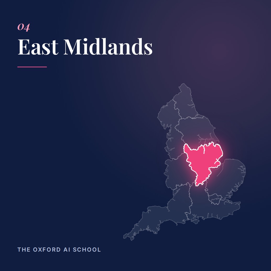 East Midlands regional map and landmarks