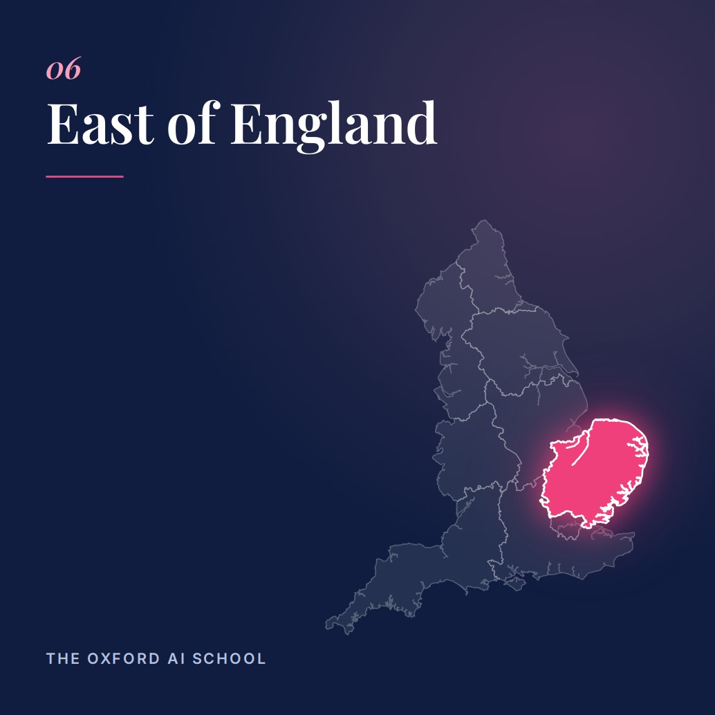 East of England regional map and landmarks