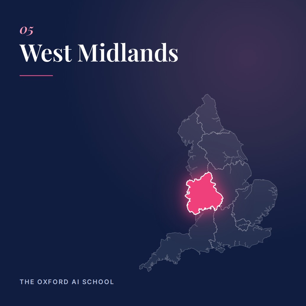 West Midlands regional map and landmarks